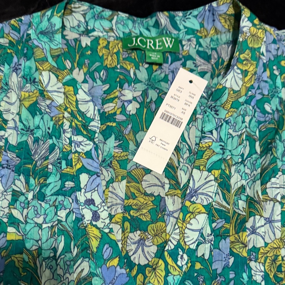 NWT J.Crew Aqua Floral Cotton Dress - Picture 4 of 13